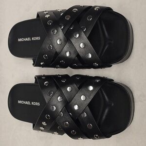 Michael Kors Irene Black Studded Leather Sandals